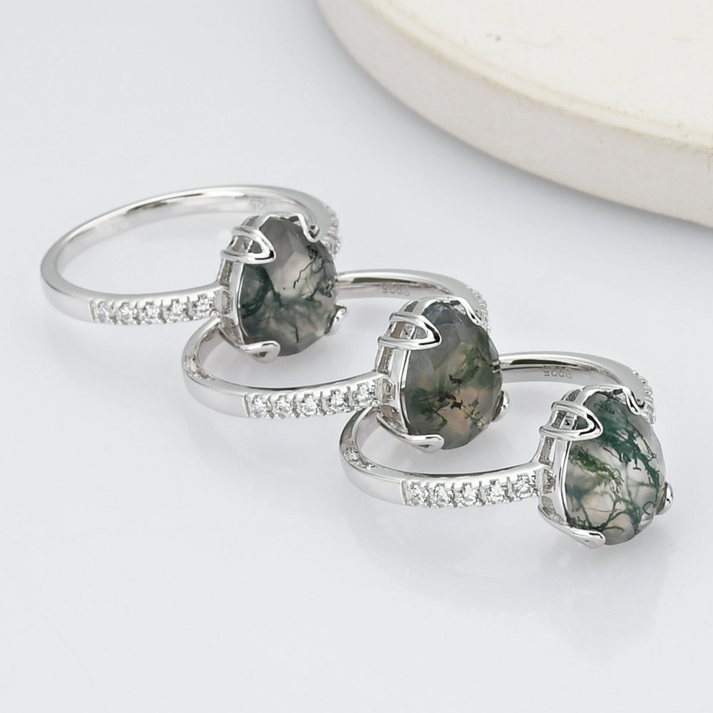 Natural Moss Agate Ring