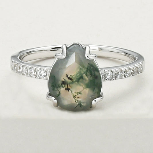 Natural Moss Agate Ring