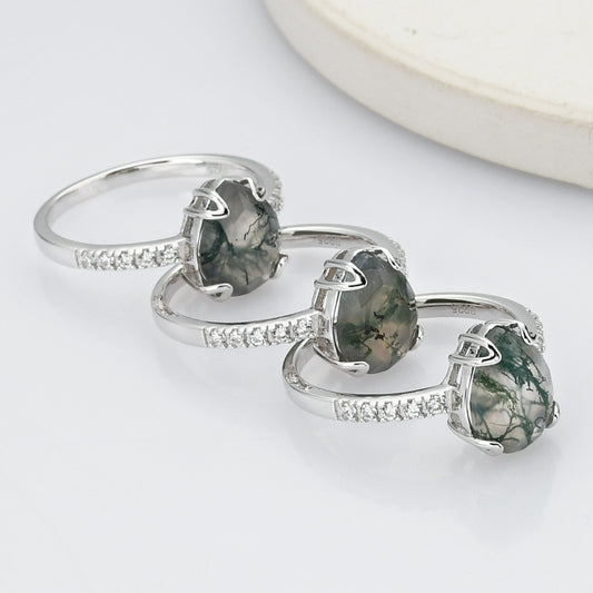 Natural Moss Agate Ring